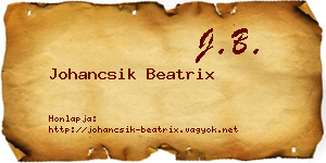 Johancsik Beatrix névjegykártya